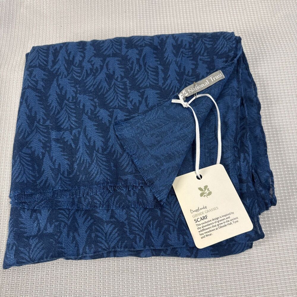 20" x 72" Blue Grasslands Gibside Grasses Scarf - Made in UK